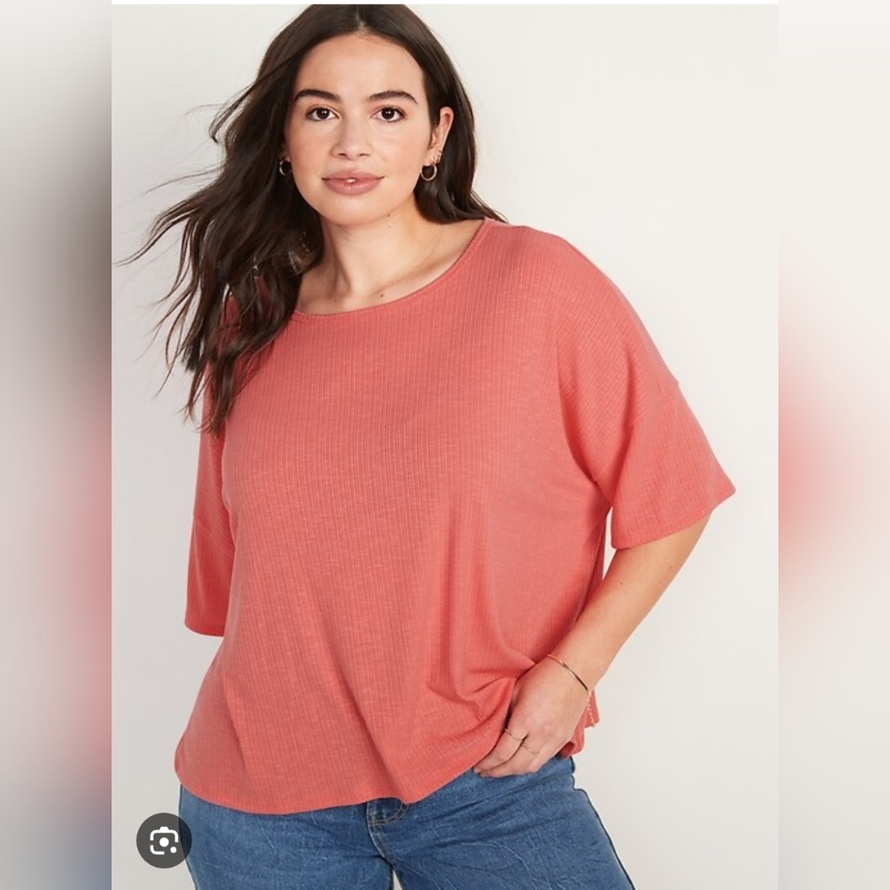 Old Navy Elbow-Sleeve Luxe Oversized Rib-knit T-shirt Bundle Size 3X